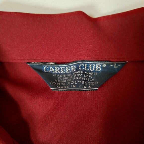 Vintage 1970s Career Club Shirt Men Large Point Collar Maroon Polyster Disco - Picture 6 of 11